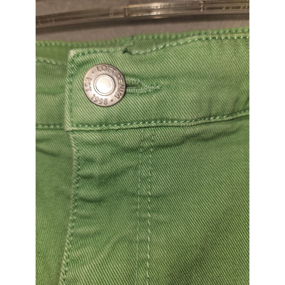 Loft The Kick Crop Green High Rise Flared Jeans Size 31 12 Made and Loved - Picture 11 of 12